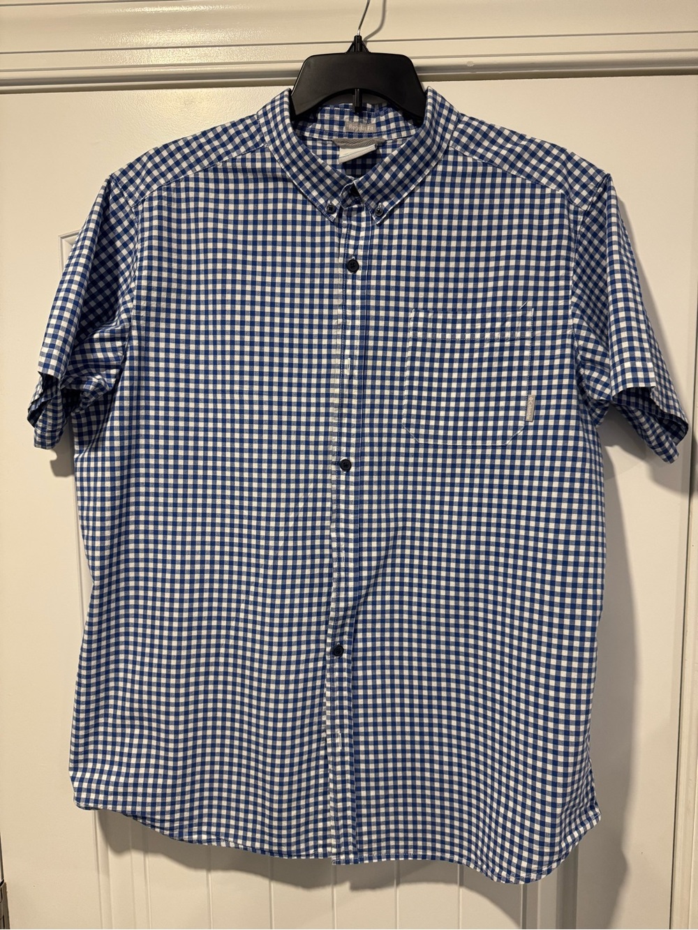 Columbia Blue and White Gingham Short-Sleeve Button-Down